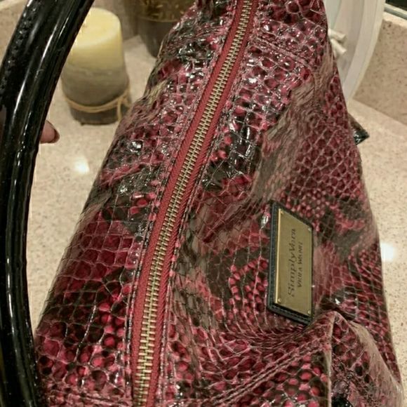 Simply Vera Wang Hobo Shoulder Bag Purse Large Faux Snake Blue Purple Ch… - Picture 6 of 11